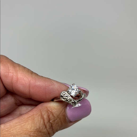 😀 2/$15 Pretty Silver Plated Heart Ring with Faux Diamond - Picture 9 of 10